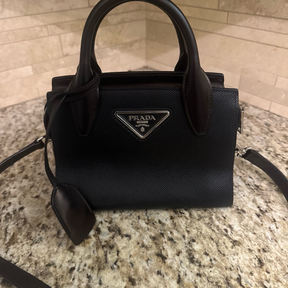Prada Black kristen saffiano mini crossbody bag